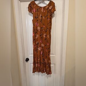 Universal Thread Brown Floral Midi Dress